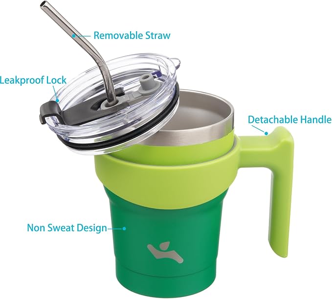 Konokyo 10 oz Tumbler with Handle and Straw, Insulated Travel Mug | Matcha - Image 2