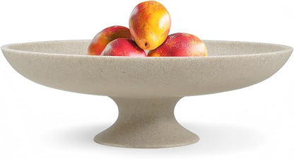 Large Decorative Bowl, Decorative Fruit Bowl for Kitchen Counter, Modern Pedestal Bowl for Home Decor, Stylish Key Bowls for Entry Table, Coffee Table Decorations (Beige)