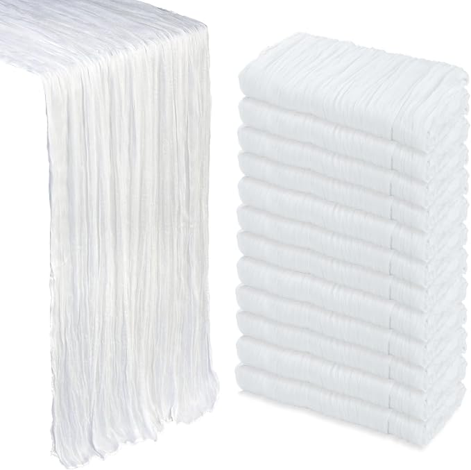 12 Pack White Cheesecloth Table Runner 10Ft Gauze Cheese Cloth Table Runner by Heneger