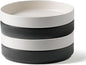 famiware Star 7.5" Pasta Bowls Set, Salad Bowl Set of 4, Double Reactive Glaze, Stackable, Perfect for Your Friend for Housewarming, Thanksgiving, Christmas, Dark Charcoal & White Full Glaze Matte