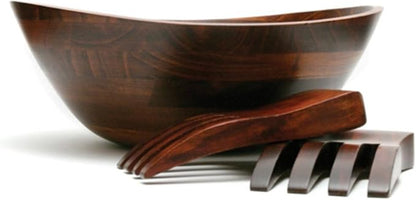 Lipper International Cherry Finished Wavy Rim Serving Bowl - Image 4