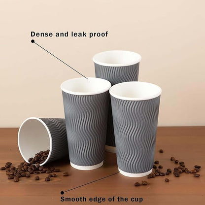 Clawsoff 50 Pack 20 oz Coffee Cups Disposable Insulated Paper Cup Gray | - Image 3