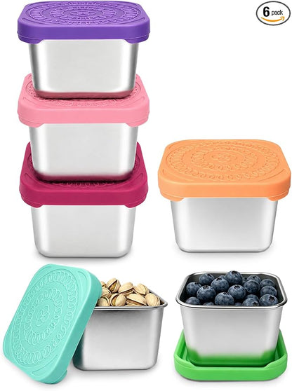 HTEVW 6 Pack Stainless Steel Snack Containers by HTEVW
