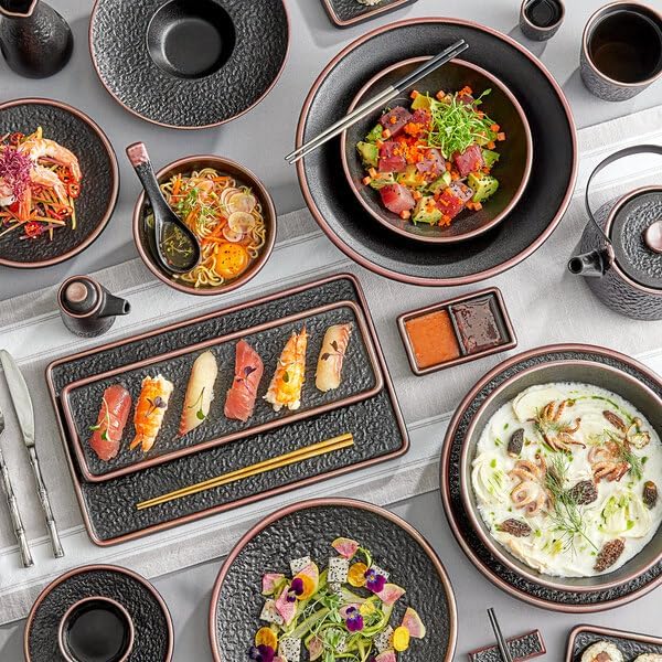 Heika 6 Inch Black Matte Stoneware Plate, Coupe Style, Commercial Kitchen, Textured Design, 12 per Case