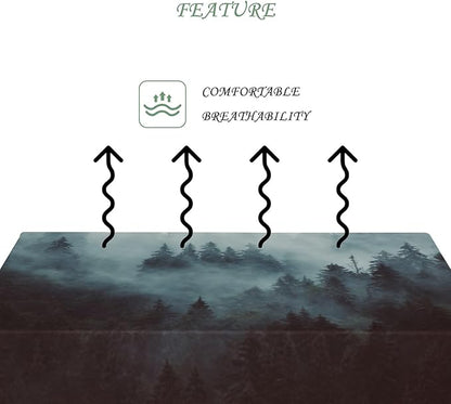 52x70 Inch Nature Rectangular Tablecloth Misty Forest Mountain Table Cloth Waterproof Durable Table Cover for Holiday Picnic Dinner BBQ Decor