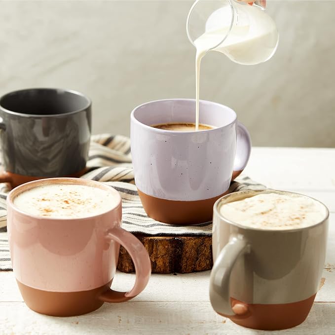 Morandi Color Ceramic Coffee Mugs Set of 6, 18 oz Coffee Cups - Image 4