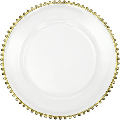 50 Pcs Charger Plates Set, Round Charger Plates, Reusable Serving Plates Embossed Rim Plastic Chargers Plate Decorative Round Plate Chargers for Dinner Plate Table Wedding Shower Decoration