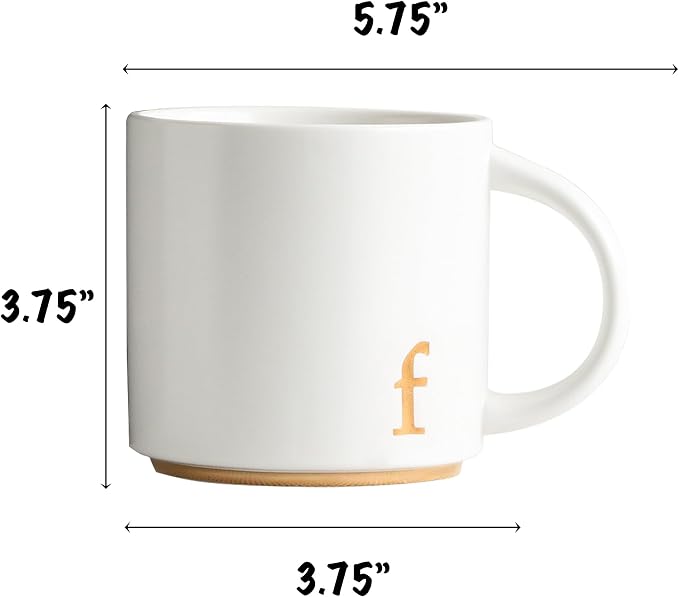 COLLECTIVE HOME Ceramic Coffee Mug, 15 oz Monogram Cup - Image 2