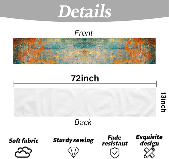 Modern Abstract Teal Yellow Colorful Table Runner Summer Runner Party Decor | - Image 6