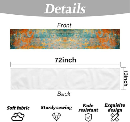 Modern Abstract Teal Yellow Colorful Table Runner Summer Runner Party Decor | - Image 6