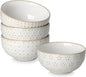 MALACASA Small Bowls, 14 Ounce Ice Cream Bowl, Stoneware Dessert Bowls Set of 4 with Embossment for Snack, Chip, Fruits, Side Dishes - 4.5 Inch, Arctic White Series LYDIA