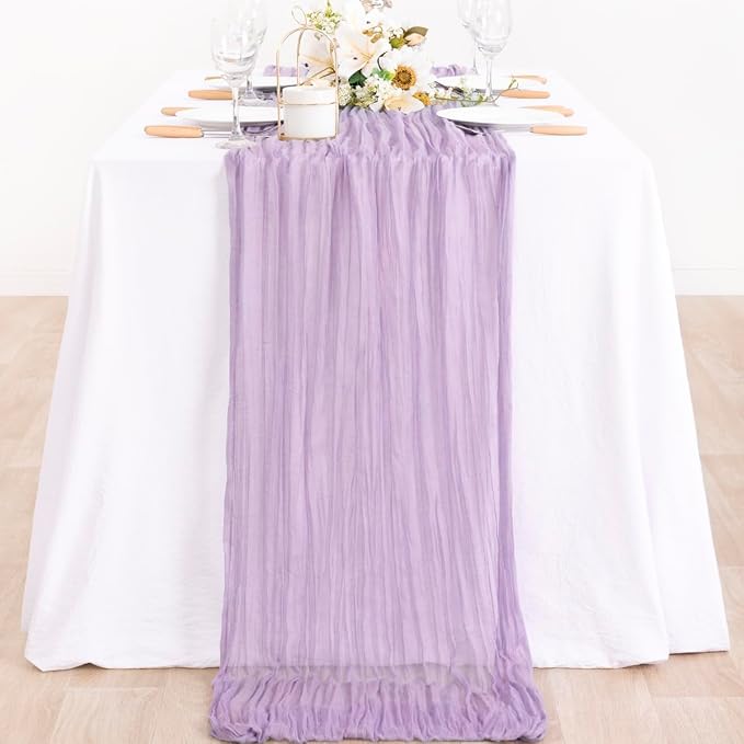 Lilac Gauze Cheesecloth Table Runner 10ft Romantic Summer Centerpiece | - Image 3
