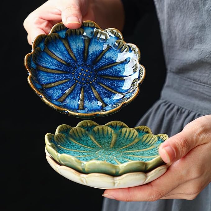 JAMEND CLXP Lotus Ring Holder Dish Small Indoor Ash Tray, Ceramic Dessert Plate - Image 2