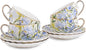 Agyiuns Tea Cup and Saucers, 6.4oz Floral Tea Cups by Agyiuns