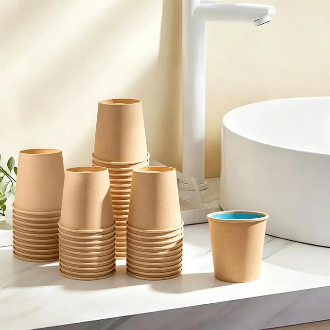 Lamosi 600 Pack 3 OZ Kraft Paper Cups, Disposable Bathroom Cups | Small - Image 6
