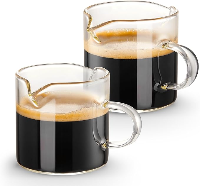 Qipecedm Espresso Cups Set of 2, 4 OZ Double Spouts Cups, Shot Glasses by Qipecedm