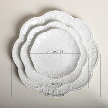 Gaolinci European Palace Series Lace Embossed Ceramic Dinner Plate - Image 2