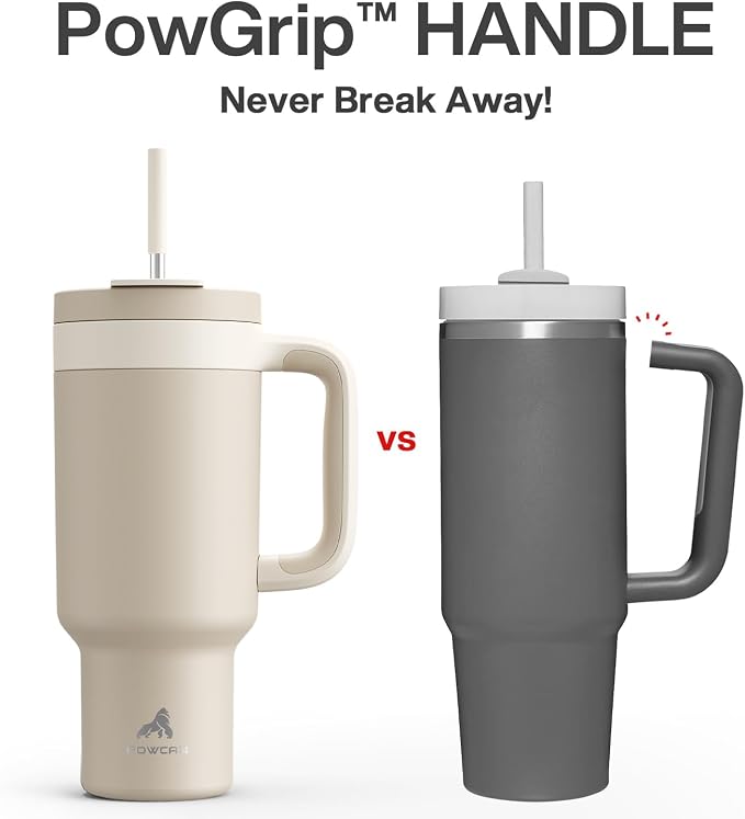 POWCAN 40 oz Tumbler with Handle, 2-in-1 Straw and Sip Lid, Dishwasher Safe - Image 3