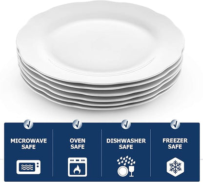 Y YHY Ceramic Dinner Plates, 10.6 Inch Porcelain Scalloped Plates, Off-White Serving Dishes Set of 6 for Home Kitchen, Microwave & Dishwasher Safe, Dinnerware Dishes Gift for Thanksgiving Christmas