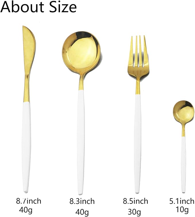 JASHII Flatware Serving Set 24 Piece, Stainless Steel Silverware Set, Modern - Image 3