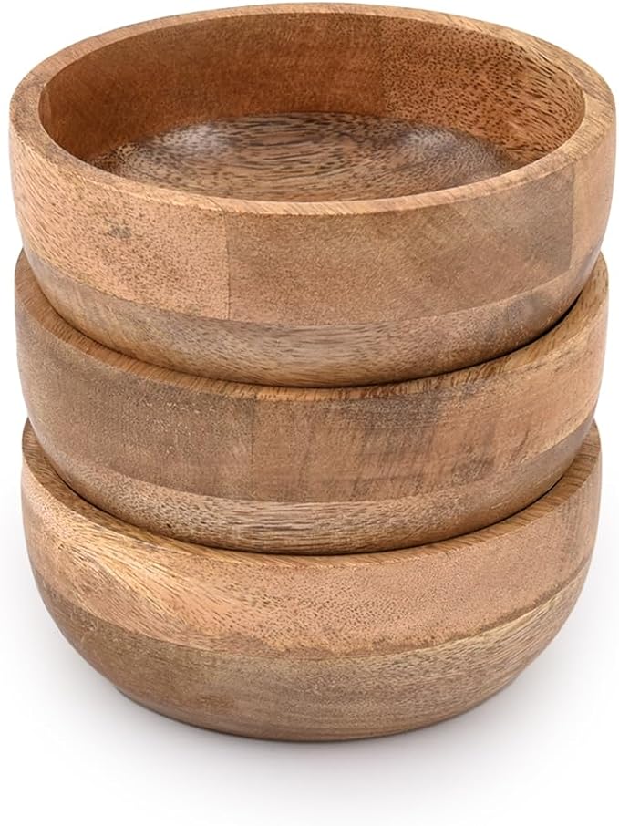 Mango Wood Round bowl Perfect for Nuts, Olive and Salsa. Looks Absolutely by Samhita