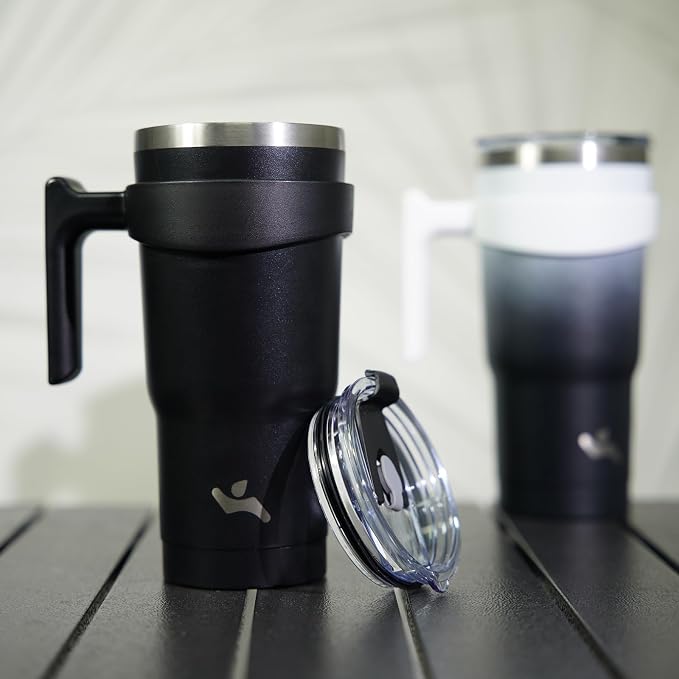 Konokyo 20 oz Tumbler with Handle and Straw, Insulated Travel Mug | Day Night; - Image 7