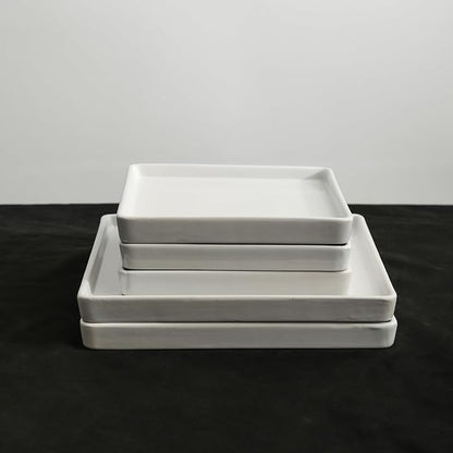 Stone Lain Grace Square Stoneware Dinnerware Set, 24 Piece Service For 8, White