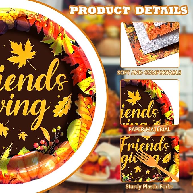 96 Pieces Friendsgiving Tableware Set Party Supplies - Image 3