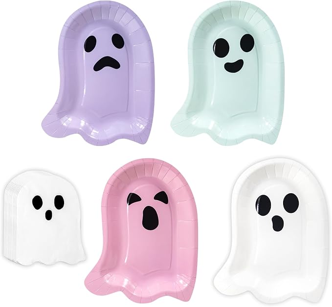 180Pcs Halloween Ghost Party Supplies Paper Plates and Napkins Serve 60 | by Hpscdyo