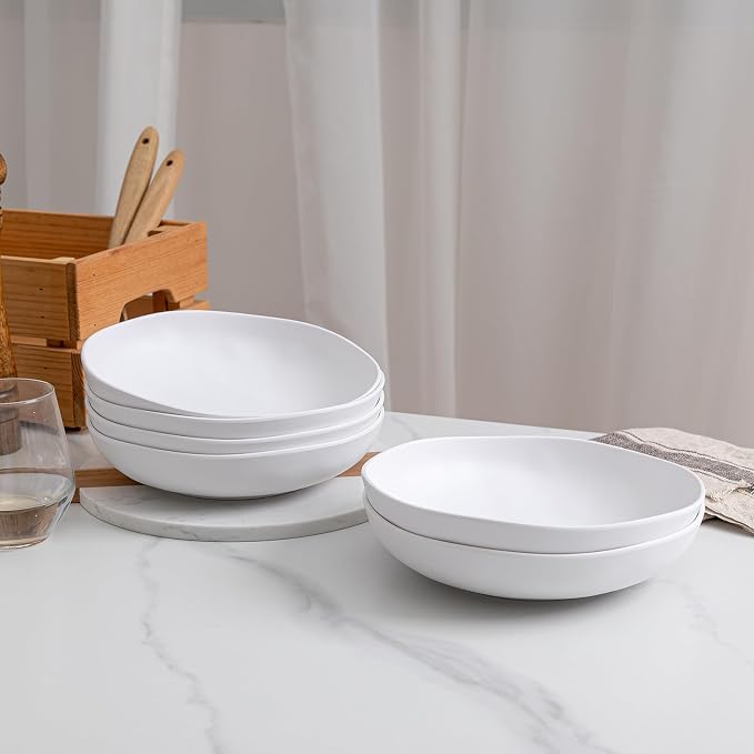 Melamine Pasta Bowl Set, Large 9'' and 40 OZ Salad Bowls Set, Shatterproof - Image 4