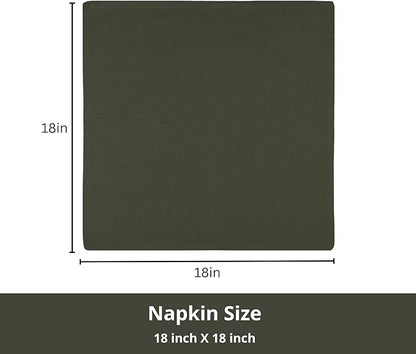 PurpleEssences Set of 12 Cloth Dinner Napkins 100% Cotton 18x18 Inch - Soft Durable Washable - Ideal for Farmhouse Party Christmas Holiday Winter - Perfect Everyday Use Table Linen - Olive Green