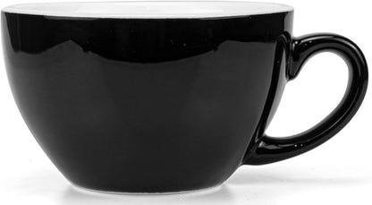 Yesland 2 Pack 8.5 oz Ceramic Coffee Cup and Saucer, Glossy Black Cappuccino - Image 4