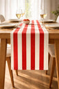 Folkulture Table Runner 90 inches Long | Vertical Striped White & Red Table by FOLKULTURE