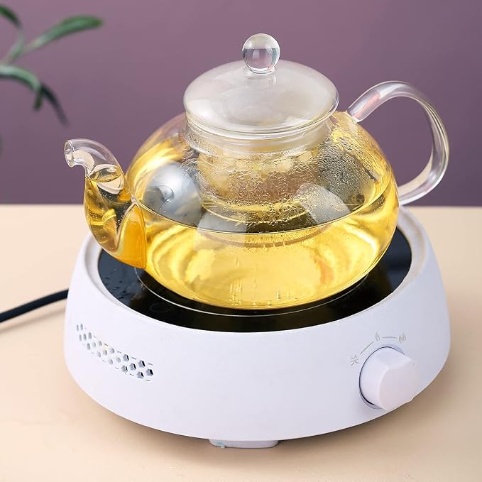 Kyraton Glass Tea Pot with 4 Tea Cups, Removable Infuser, Blooming and Loose - Image 5