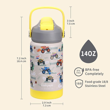 rockpapa 14 oz Kids Insulated Water Bottle，Stainless Steel Toddler Cups - Image 8