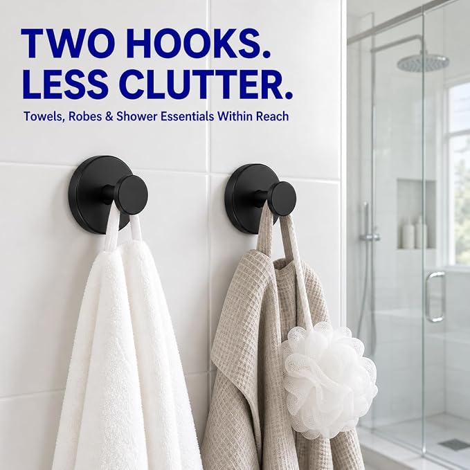 Bntuk Suction Cup Hooks for Shower, Twist-Lock Towel Hooks for Bathrooms | - Image 7