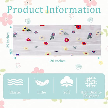 BINBE 12pcs Daisy Spring Table Runner Embroidery Gauze 10FT Florals Seasonal - Image 4