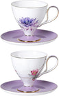 KAMMAK Tea Cups Set of 2, Ceramic Floral Pattern Demitasse Cup | Porcelain by KAMMAK
