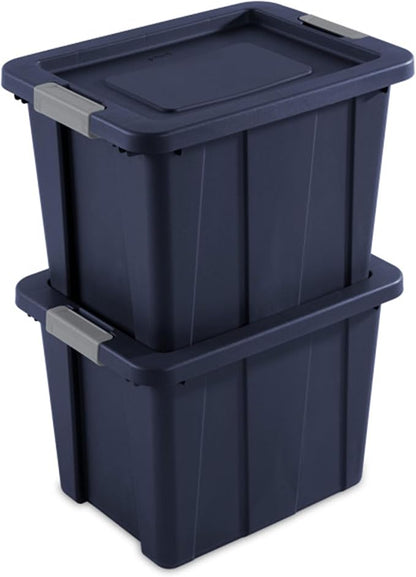 Sterilite 6-Pack Storage Bins with Lids, Heavy Duty Totes, Tuff1, 18 Gallon, Dark Indigo
