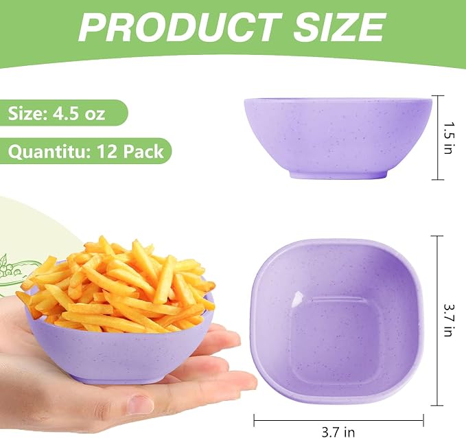 SHECIPIN 12 Pack Unbreakable Dipping Bowls, 4.5 OZ Soy Sauce Dishes，dipping - Image 2