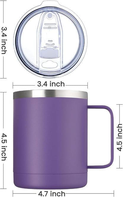 MEWAY 12oz Coffee Mug With Handle 2 Pack Bulk, Stainless Steel Insulated Travel - Image 4
