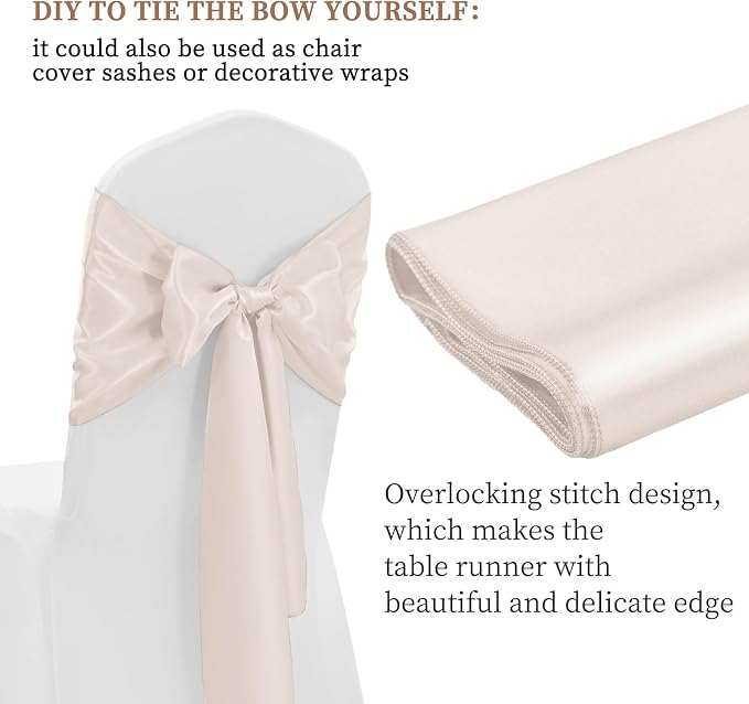 12 Pack Ivory Satin Table Runner 12 x 108 Inch Long Premium Table Runners - Image 3