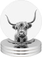 Highland Cow Coasters Set of 4, Absorbent Ceramic Drink Coasters with Cork Backing, Western Theme Coasters for Table Home Décor, Ideal Gifts for Women Men