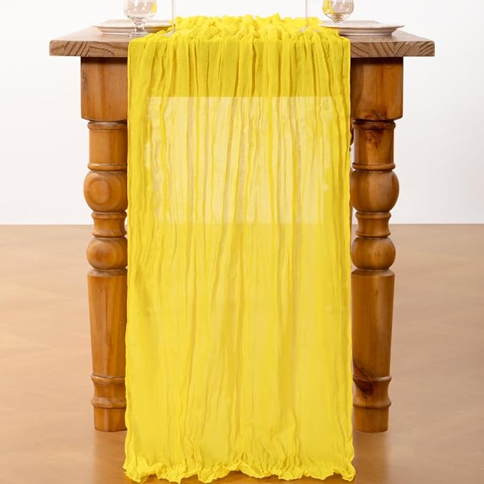 DeZerlor Lemon Yellow Cheesecloth Table Runners 6 Pack Summer Boho Runners | - Image 5