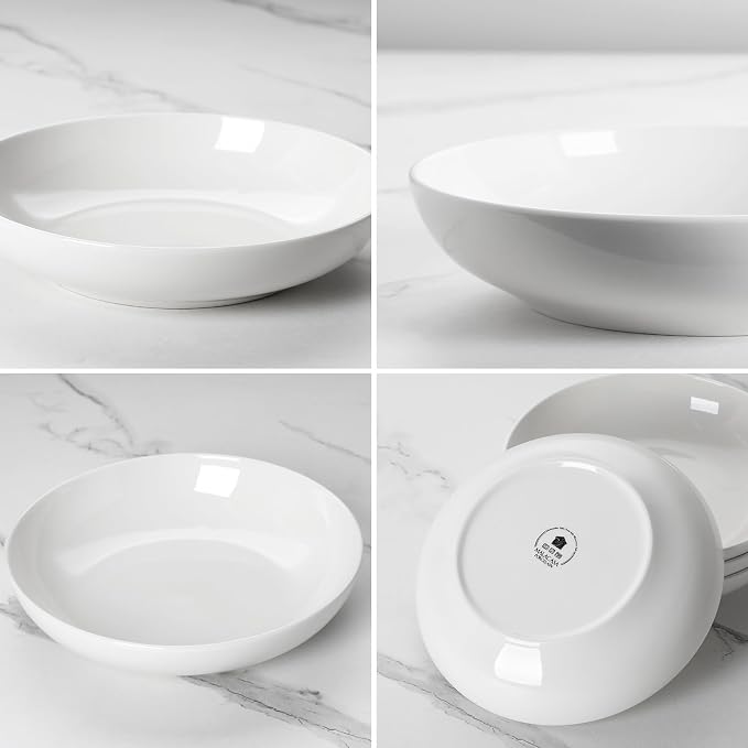MALACASA 8.85" Large Pasta Bowls, 42 OZ White Salad Bowls Soup Bowls, Porcelain - Image 8