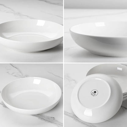 MALACASA 8.85" Large Pasta Bowls, 42 OZ White Salad Bowls Soup Bowls, Porcelain - Image 8