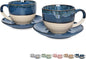 Bosmarlin Ceramic Cappuccino Cup and Saucer Set of 2, 10 Oz, Coffee Cups by Bosmarlin