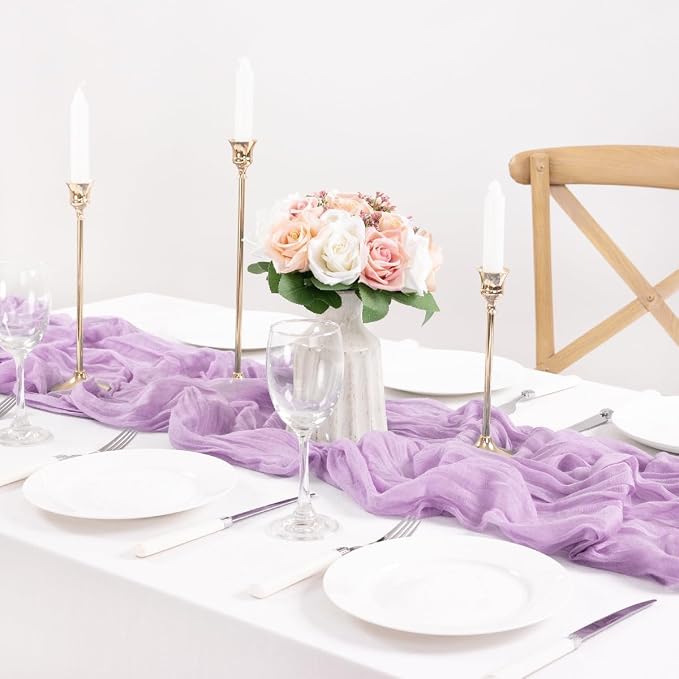 12 Pack Lilac Purple Cheesecloth Table Runner 10ft Boho Table Decor | - Image 4