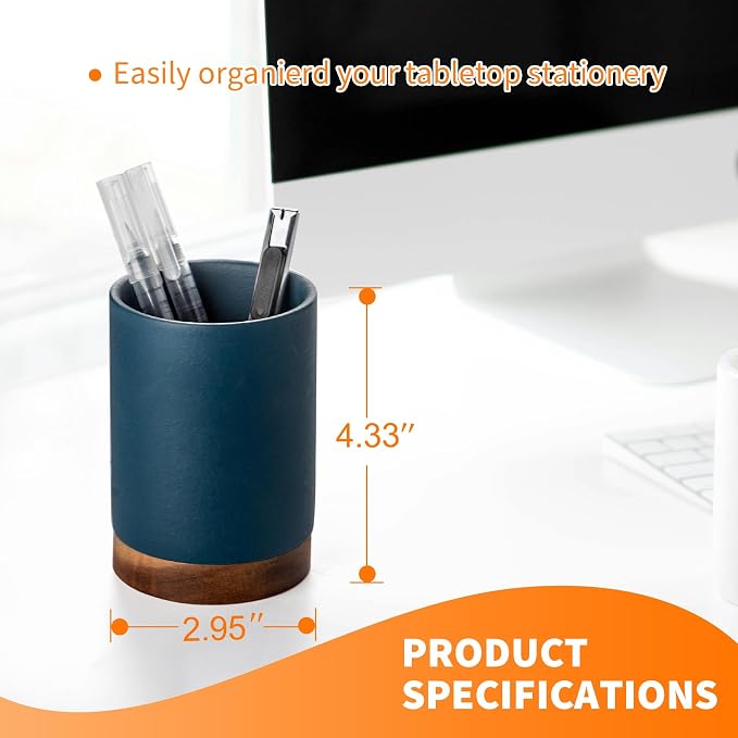 Ceramic Pen Holder for Desk, Pencil Cup, | Organizer and Makeup Brush Holder - Image 2