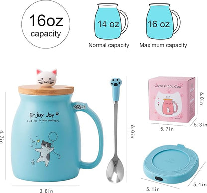 Coffee Mug Warmer Cat Mug Set for Desk Electric Heated Cup Tea Candle Plate | - Image 6